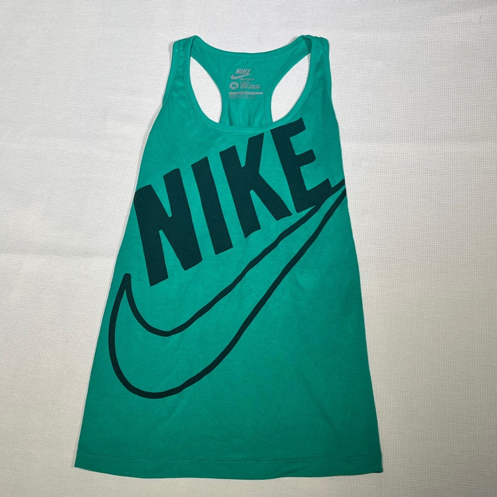 Nike Sportswear Women Green Slim Fit Racerback Tank Top Logo Swoosh RN56323 M